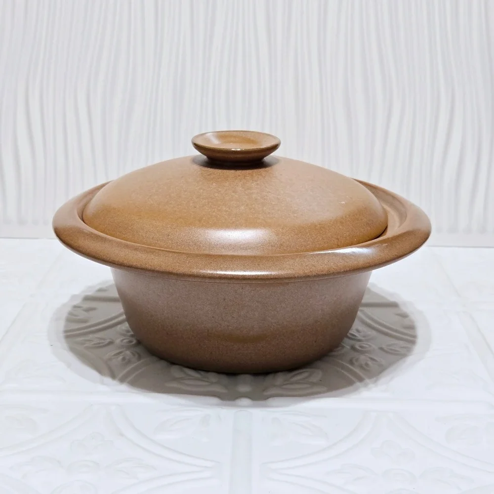 Frankoma Pottery Covered Casserole Dish BRown‎ Tan 6VS